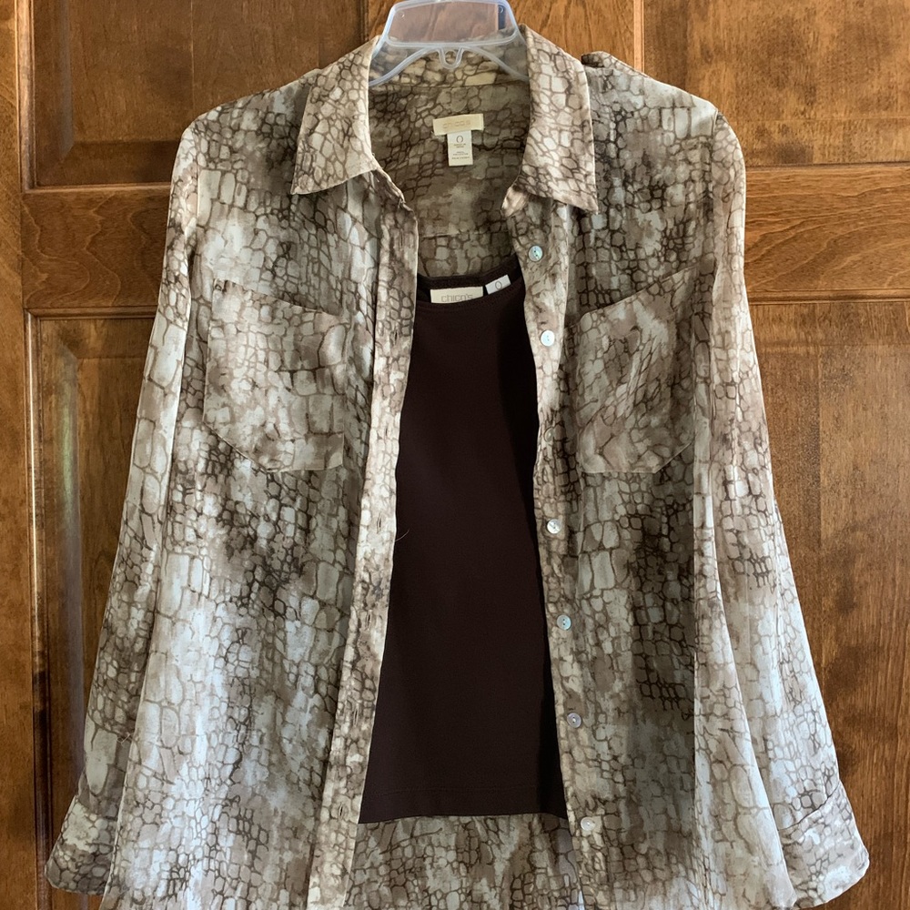 CHICO's Women's Blouse with Matching Tank - Size  0 (CHICO Sizing)
